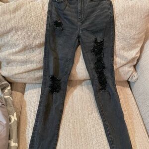 American Eagle Outfitters Black Distressed Skinny Jeans